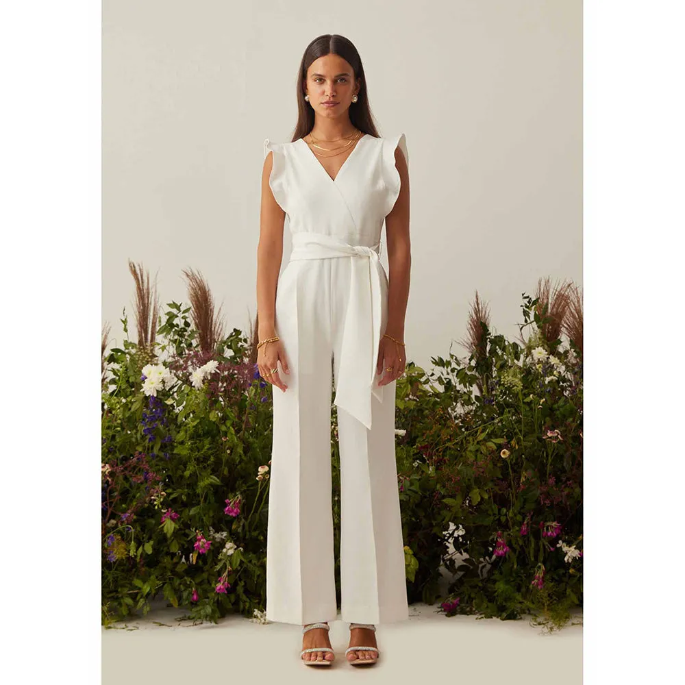 AMOSHI White Solid/Plain Faith Jumpsuit with Belt (Set of 2)