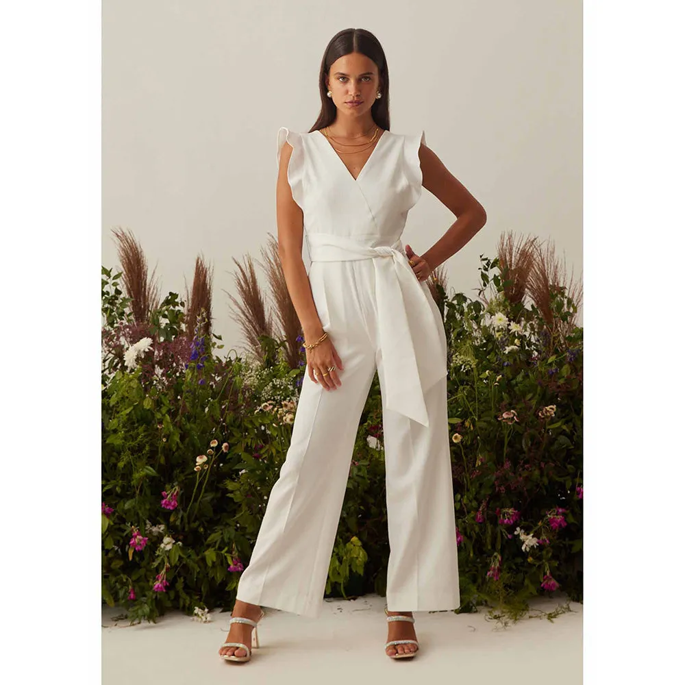 AMOSHI White Solid/Plain Faith Jumpsuit with Belt (Set of 2)