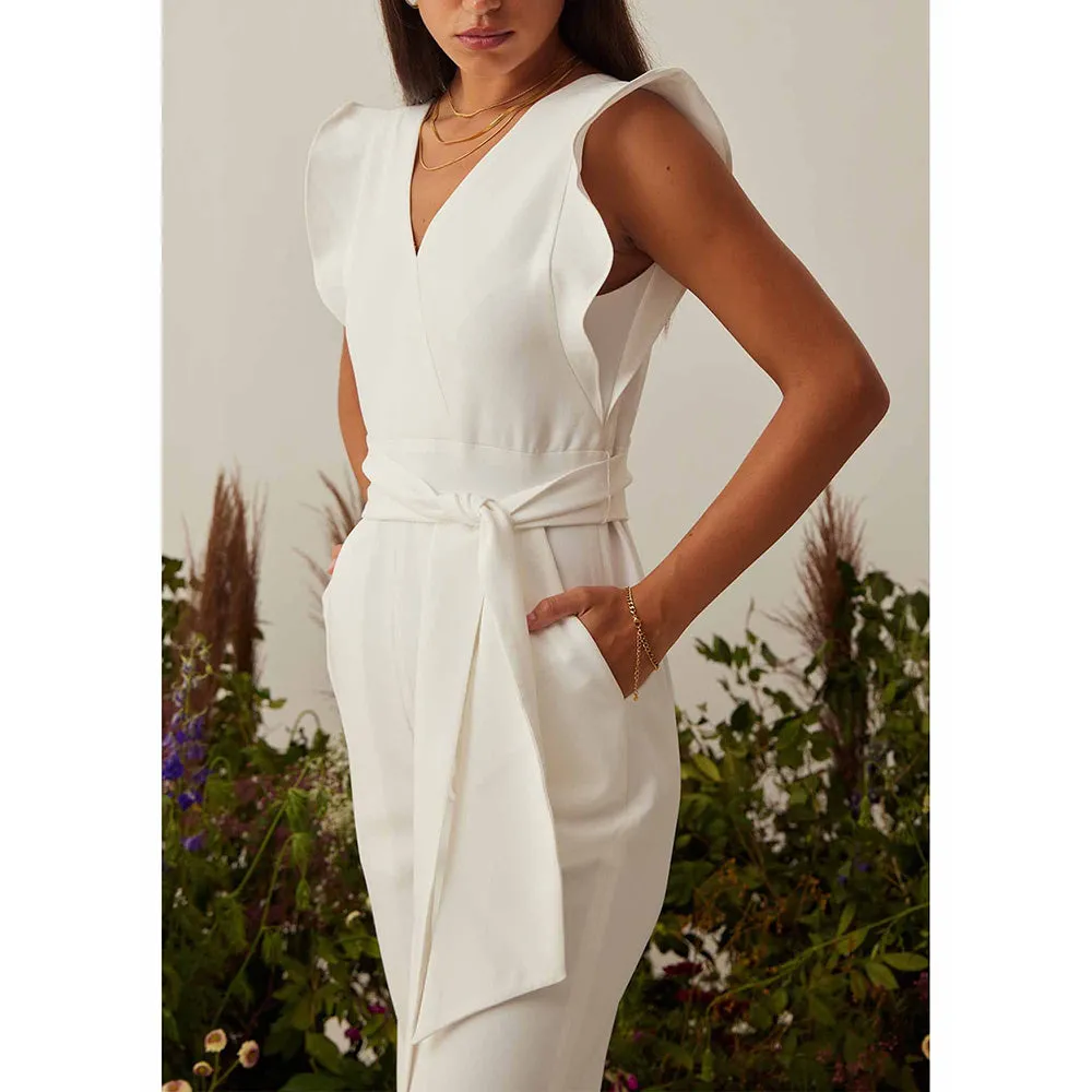 AMOSHI White Solid/Plain Faith Jumpsuit with Belt (Set of 2)