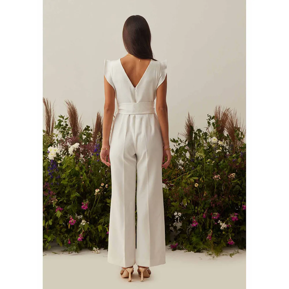 AMOSHI White Solid/Plain Faith Jumpsuit with Belt (Set of 2)