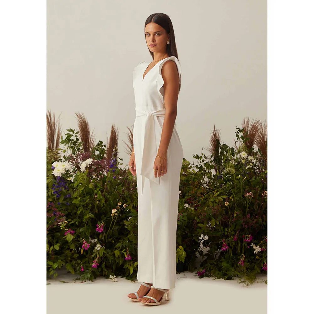 AMOSHI White Solid/Plain Faith Jumpsuit with Belt (Set of 2)