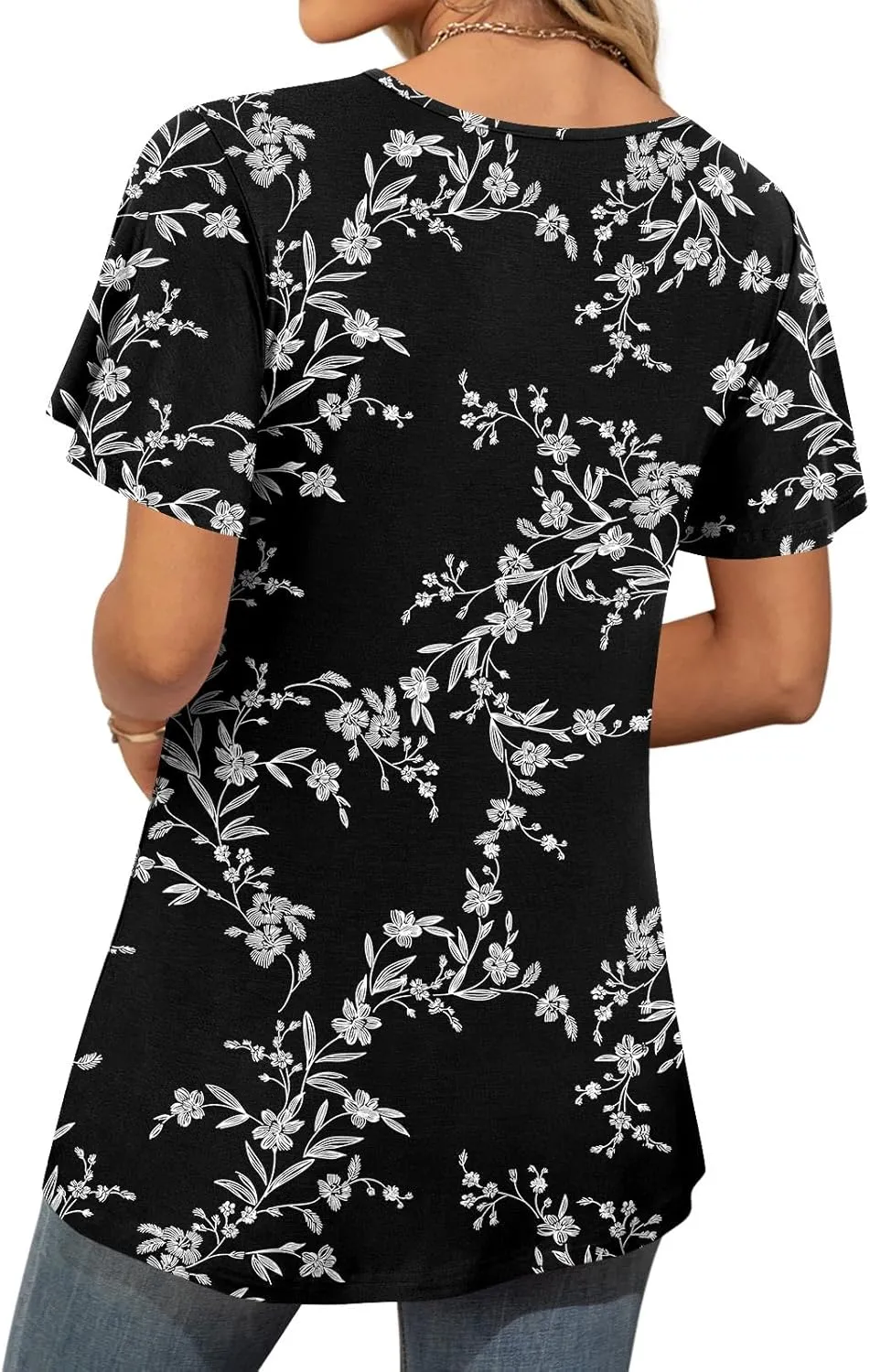 Anymiss 2025 Womens Spring Tunic Tops Summer Casual Dressy Short Sleeve Loose Fit T Shirts M-3X