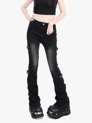 Belt Pants Stretch Pile