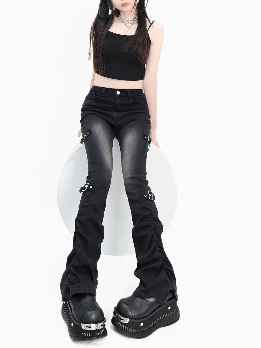 Belt Pants Stretch Pile
