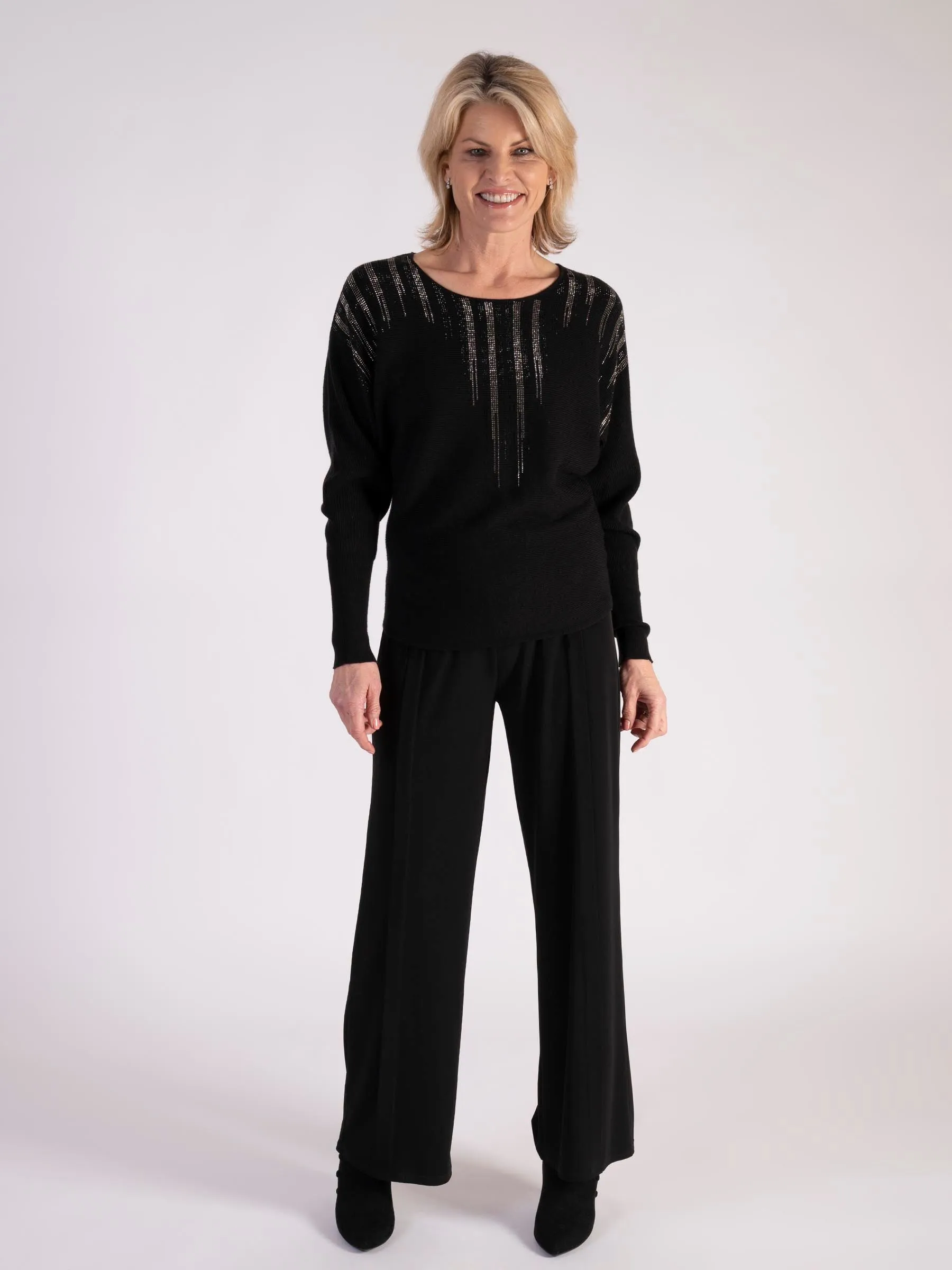 Black Diamanté Neck Detailed Jumper
