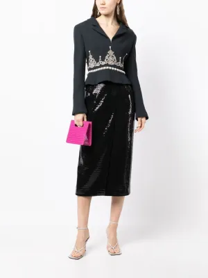 Black Rhinestone Embellished Blazer