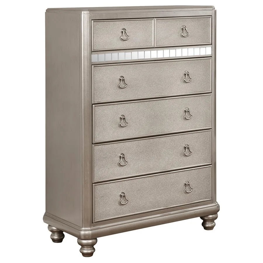 Bling Game 6-drawer Bedroom Chest - Metallic Platinum