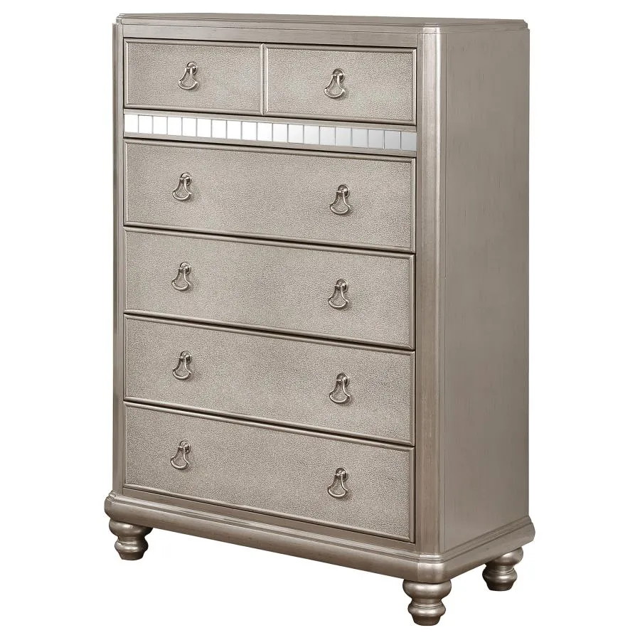 Bling Game 6-drawer Bedroom Chest - Metallic Platinum