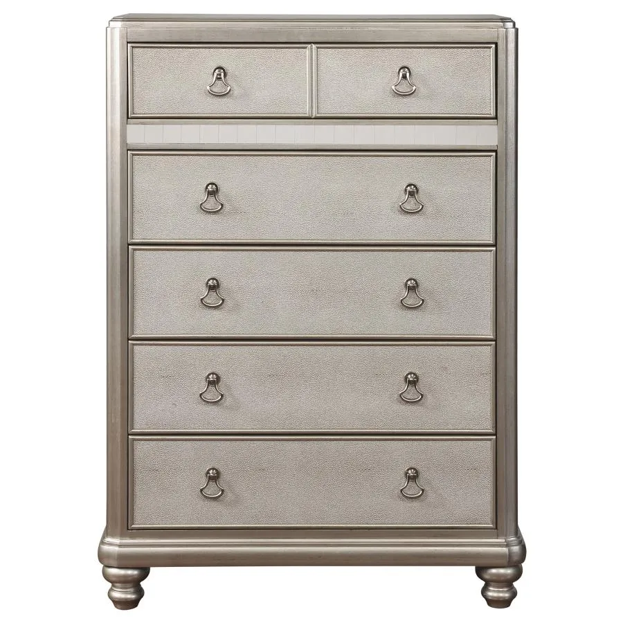 Bling Game 6-drawer Bedroom Chest - Metallic Platinum