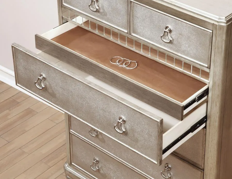 Bling Game 6-drawer Bedroom Chest - Metallic Platinum