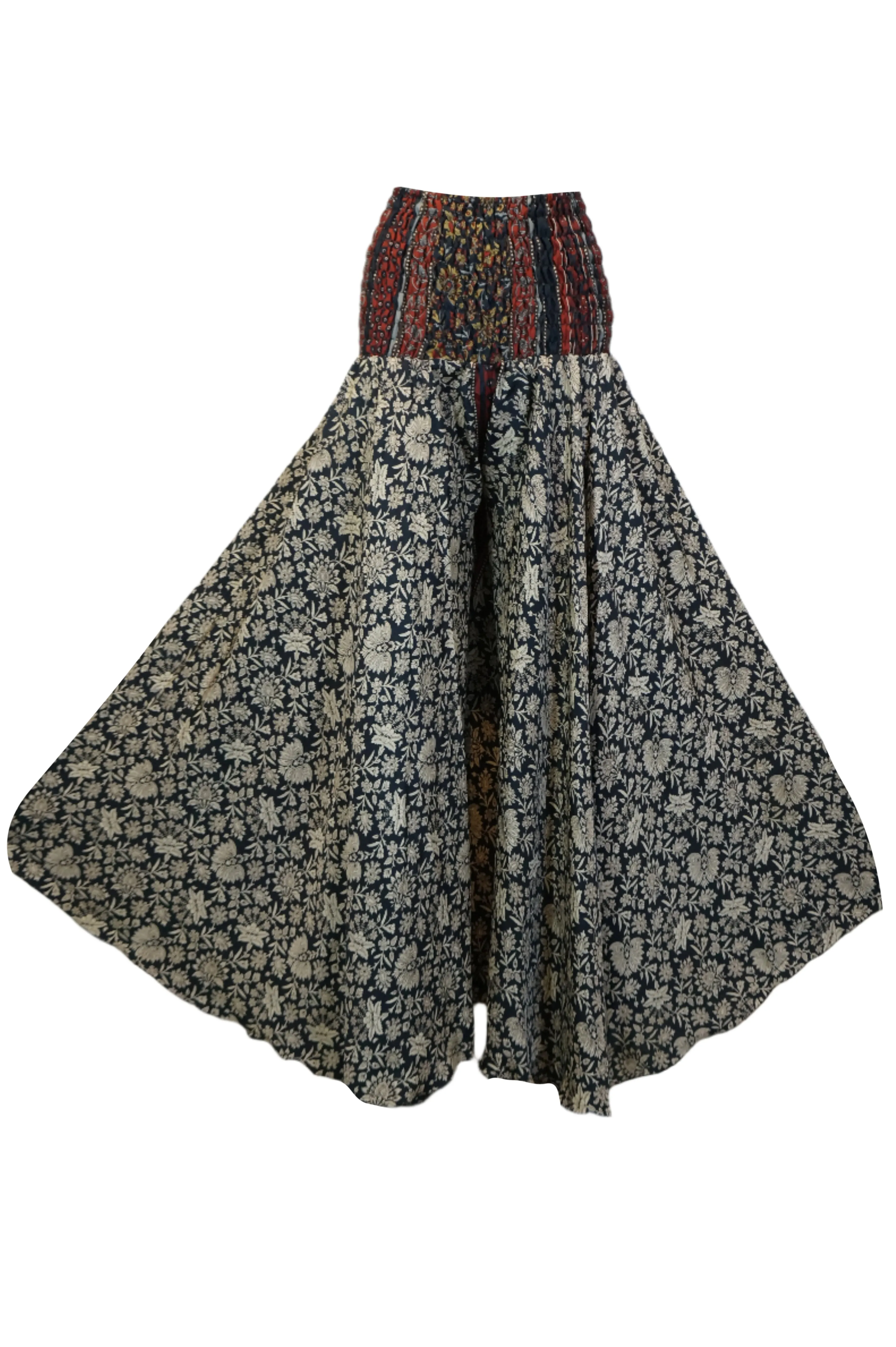 Boho Women Black Bohemian Floral Palazzo Pants – Hippie-Inspired Resort Wear SM