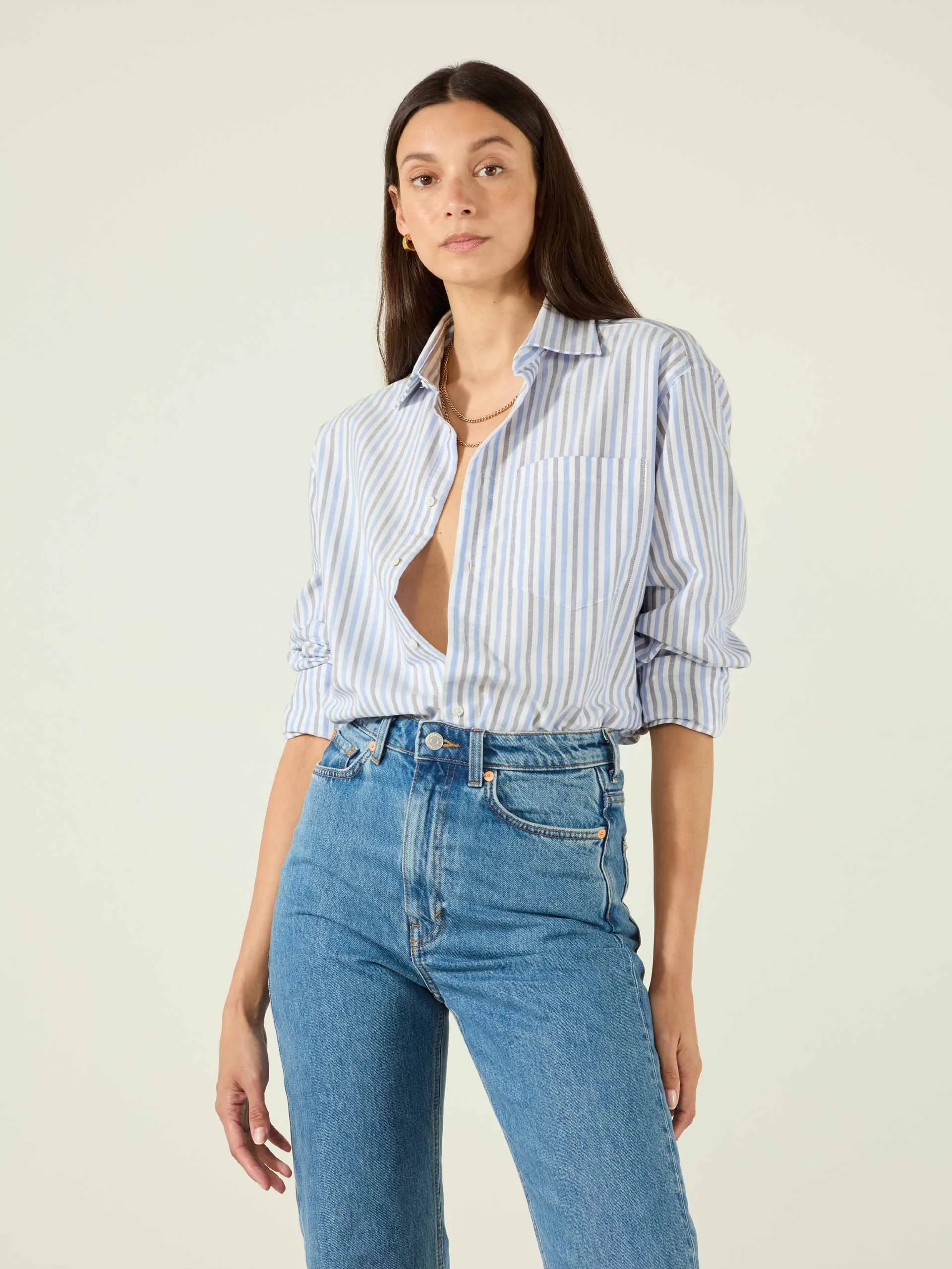 Chessie oxford, blue and navy stripe
