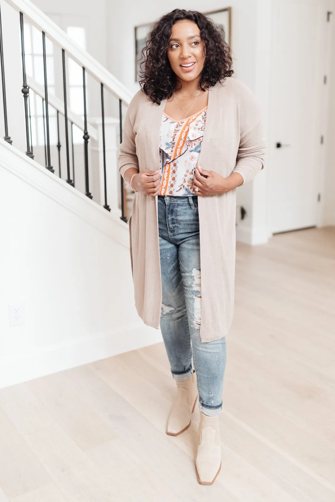 Coastal Town Cardigan in Taupe