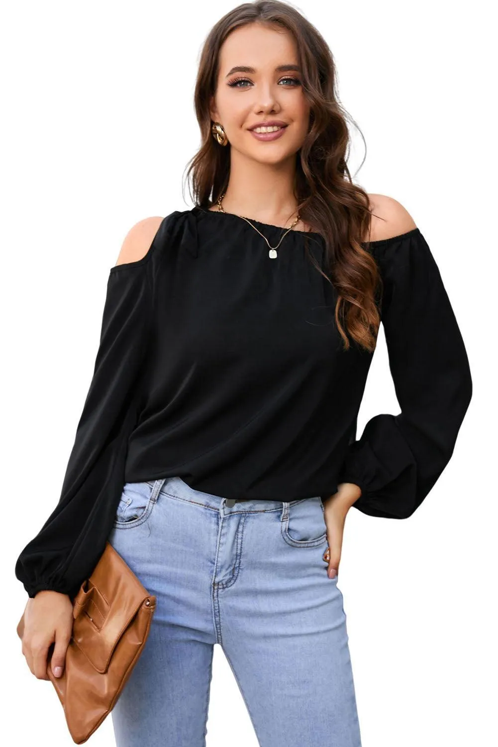 Confidence And Ease Long Sleeve Cold Shoulder Top