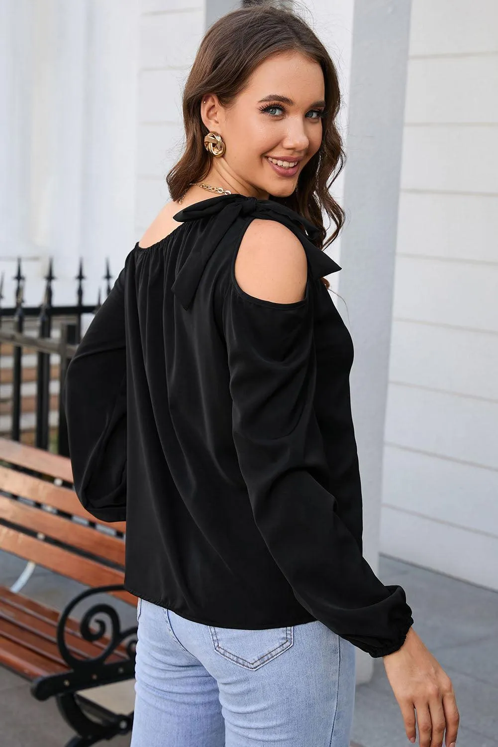 Confidence And Ease Long Sleeve Cold Shoulder Top