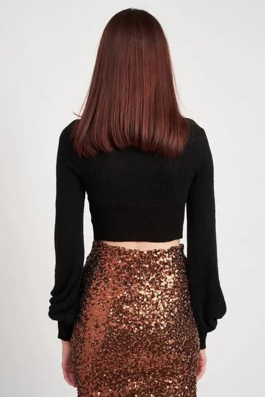 Contrast Knit Rib Cropped Top