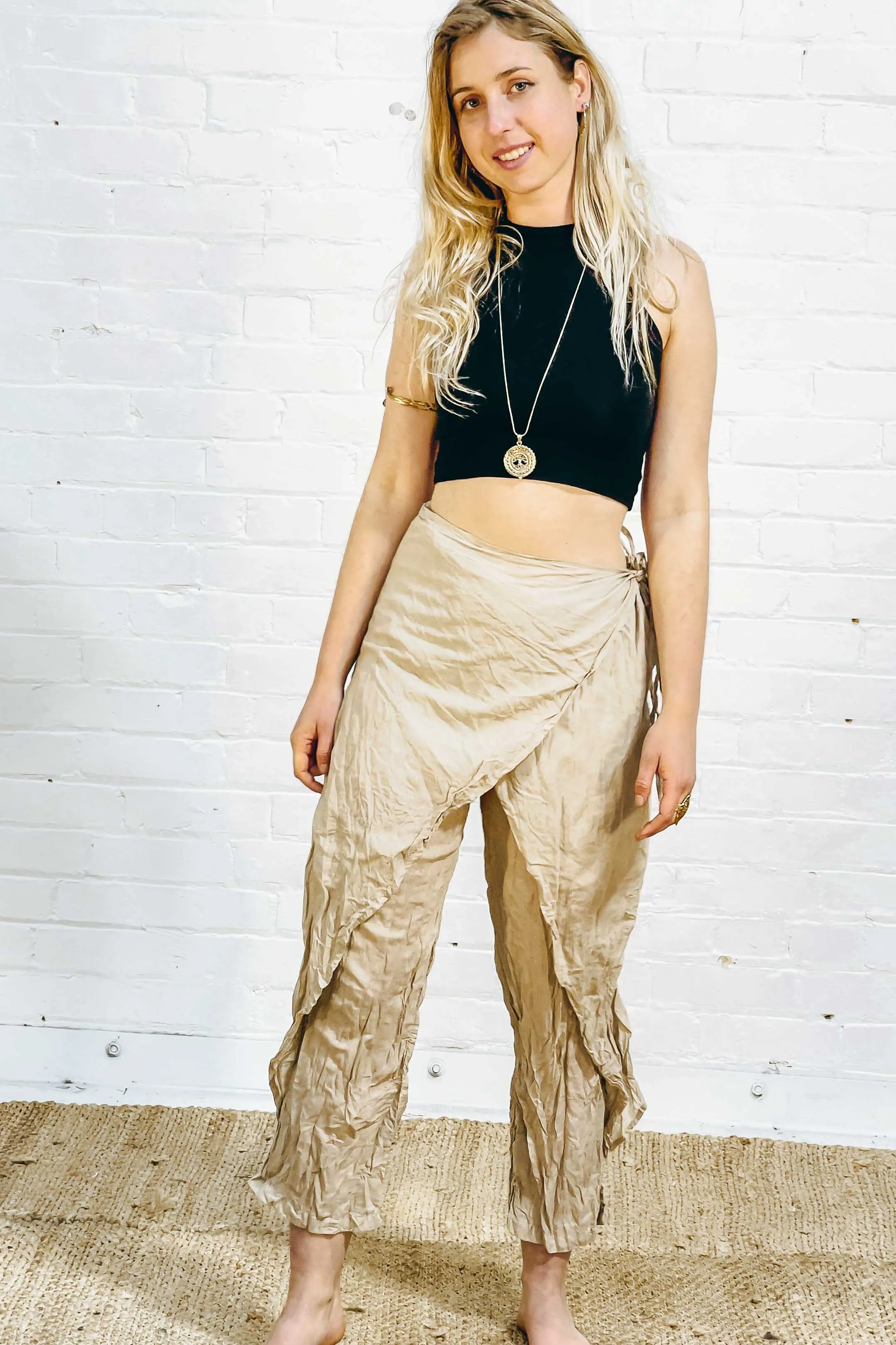 Cotton Wrap Pants
