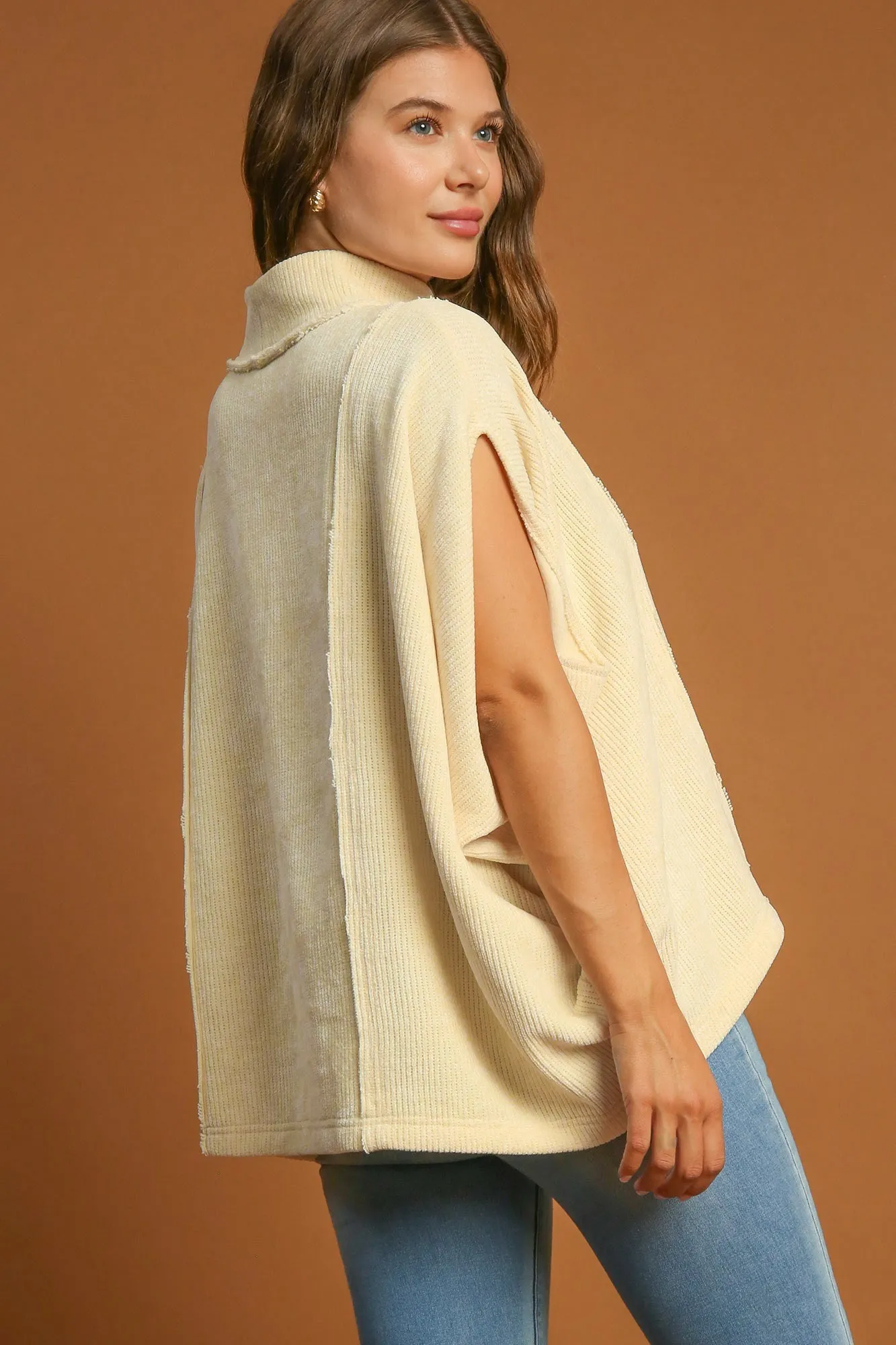 Cozy Sleeveless Mock Neck Knit Sweater