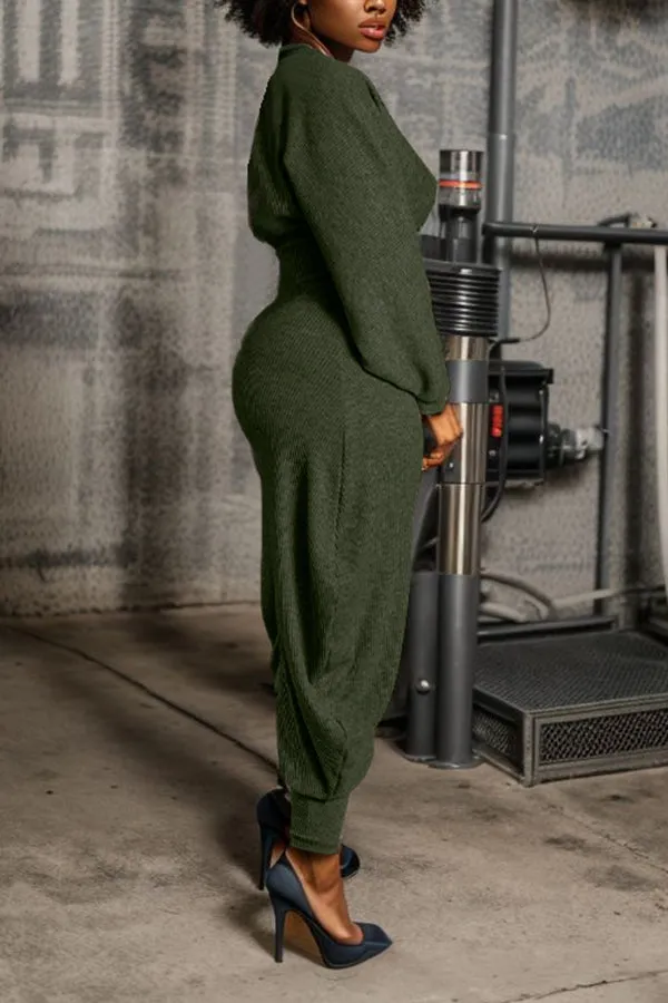 Cozy V Neck Batwing Sleeve Jumpsuit