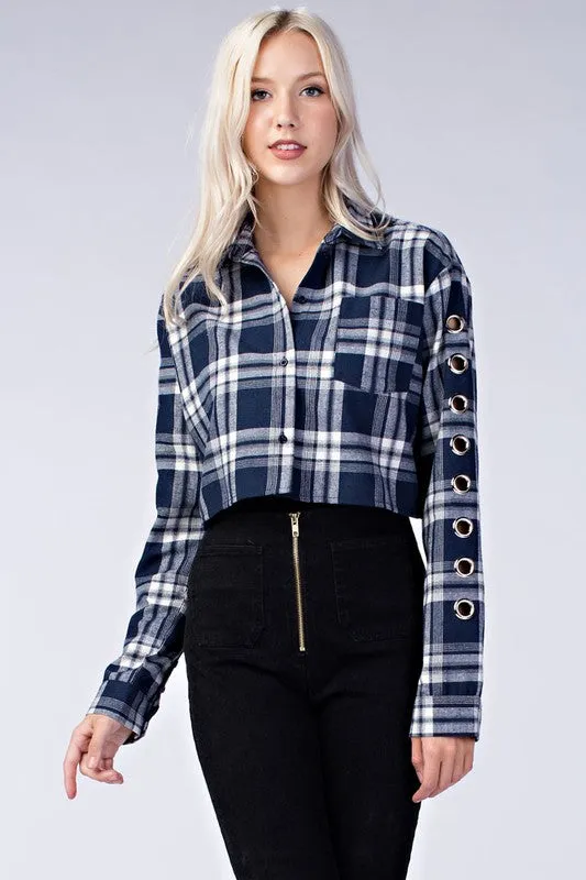 CROPPED FLANNEL TOP