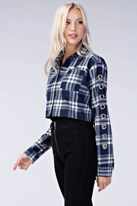 CROPPED FLANNEL TOP