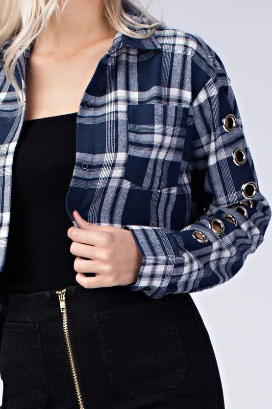 CROPPED FLANNEL TOP
