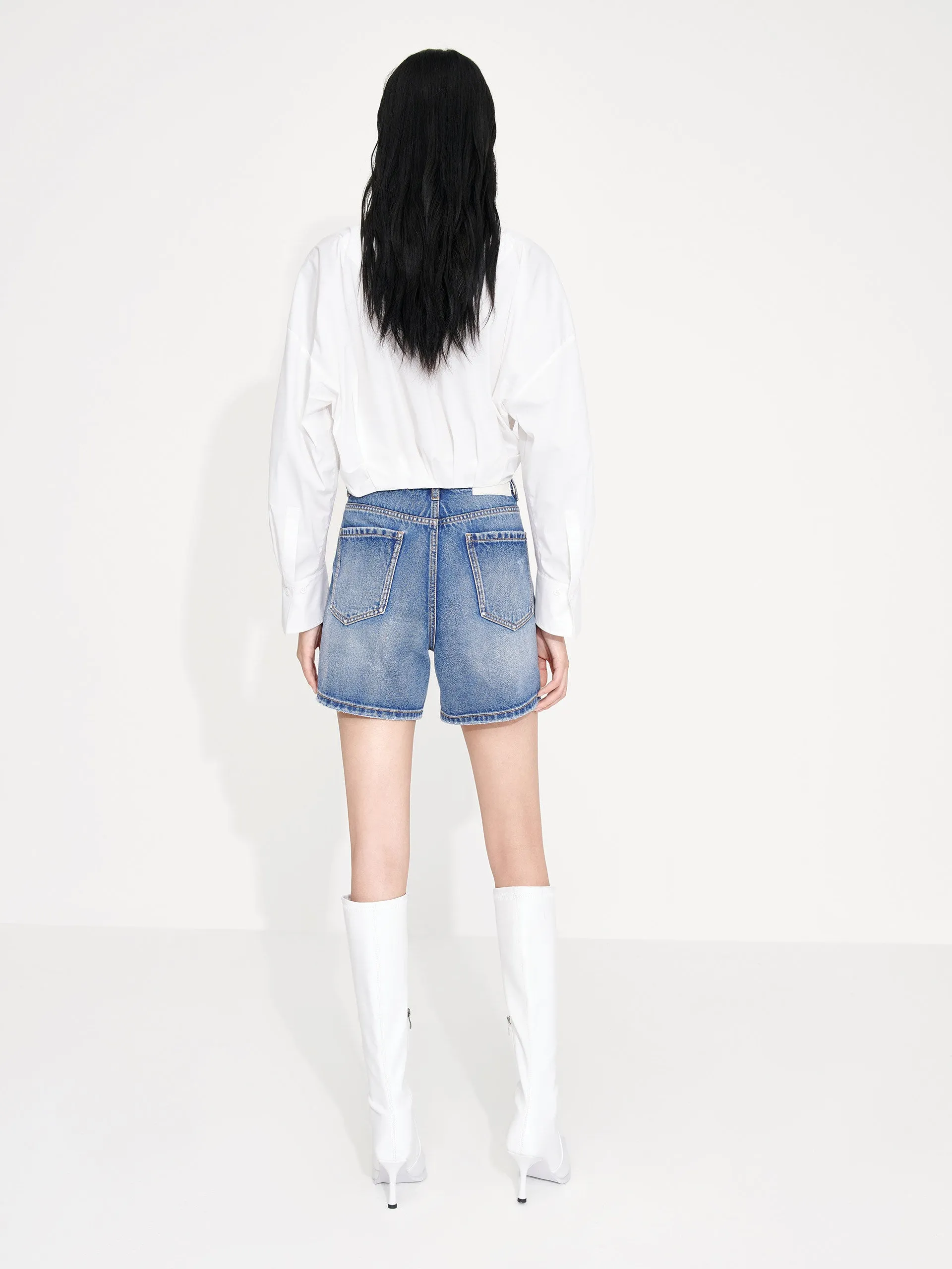 Cropped V-neck Cotton Top