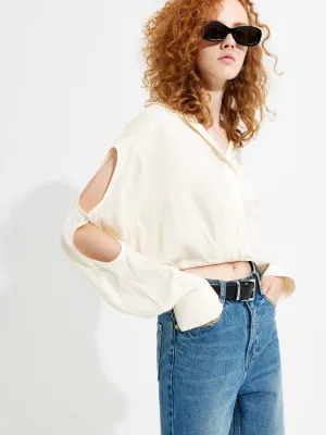 Cutout Sleeve Cropped Top