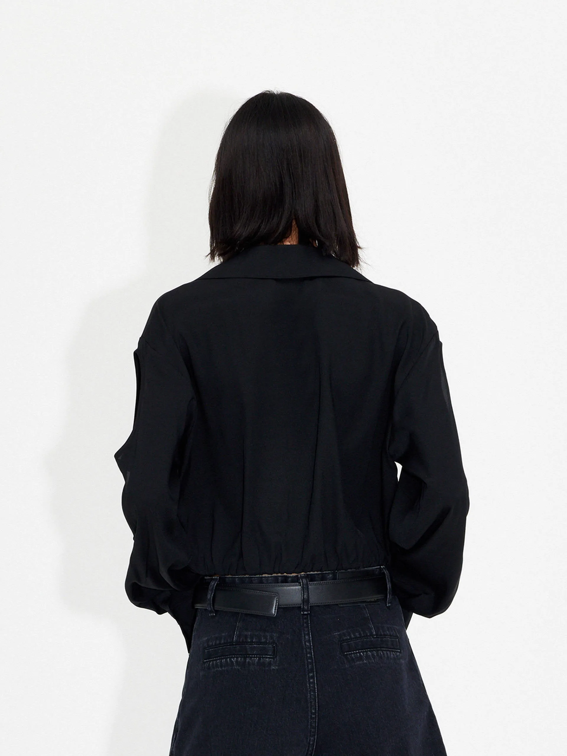 Cutout Sleeve Cropped Top