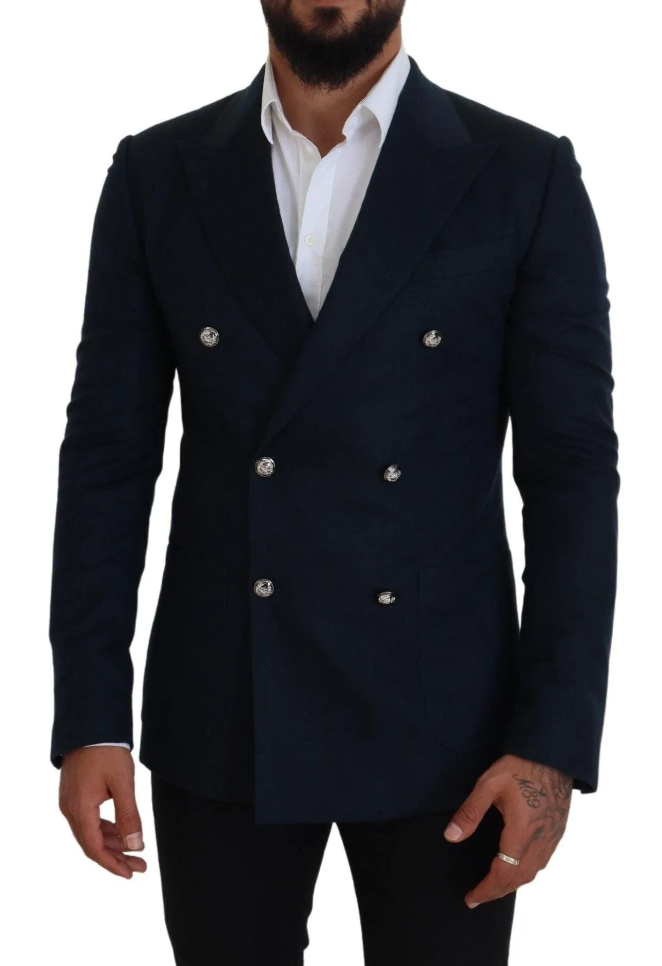 Dolce & Gabbana Elegant Cashmere-Silk Blend Blue Blazer