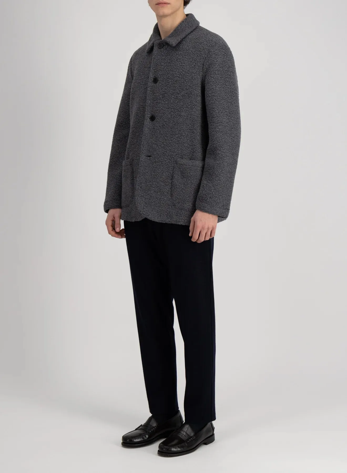 Dropped shoulder jacket bouclé - Middle Grey