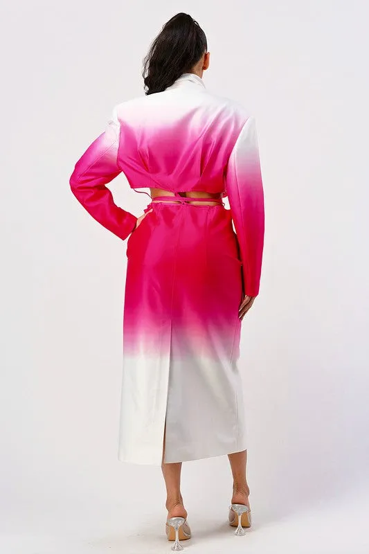 Elegant Ombre Spring Trench Coat – Chic Gradient Longline Outerwear