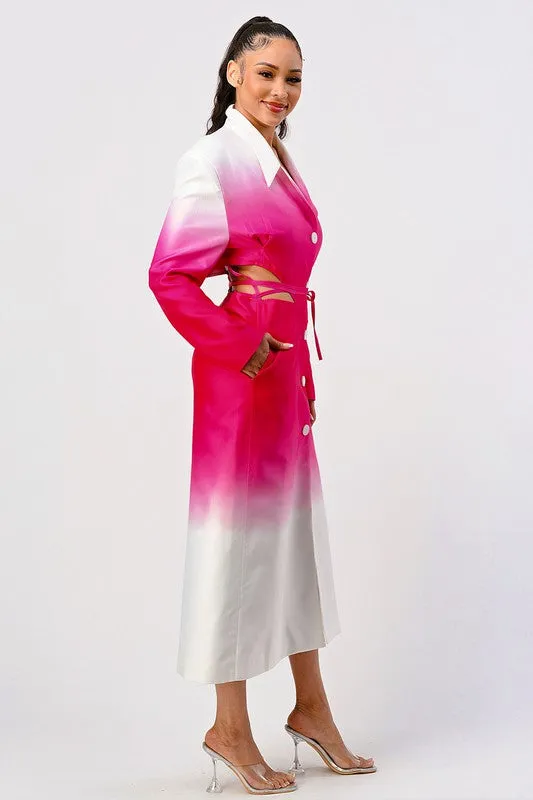 Elegant Ombre Spring Trench Coat – Chic Gradient Longline Outerwear