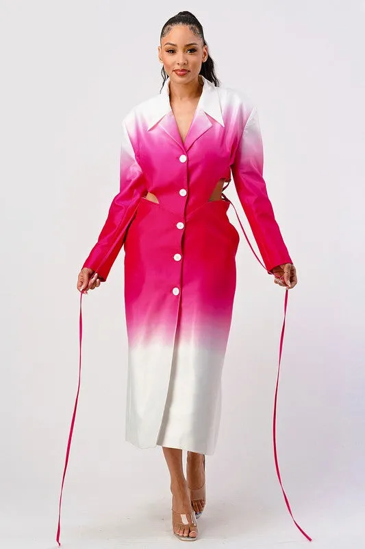 Elegant Ombre Spring Trench Coat – Chic Gradient Longline Outerwear
