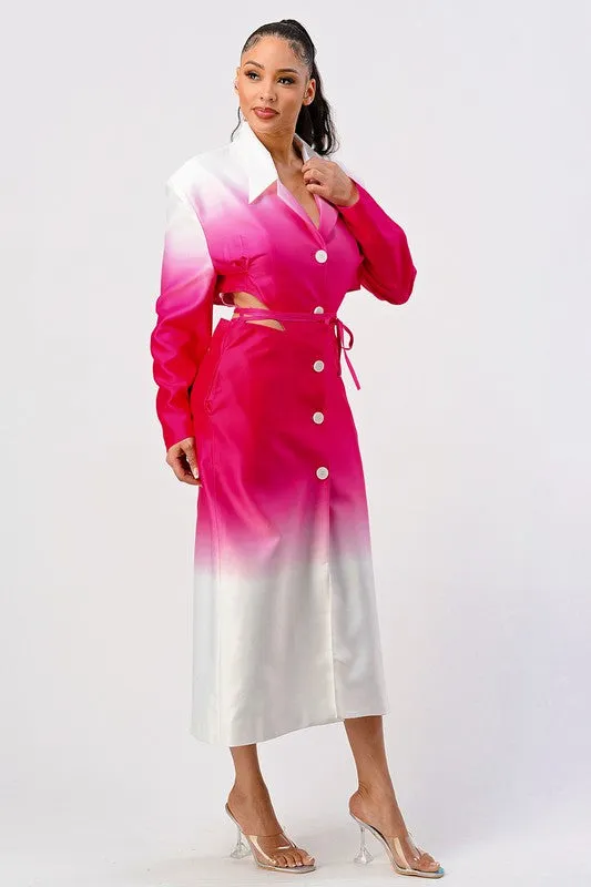 Elegant Ombre Spring Trench Coat – Chic Gradient Longline Outerwear
