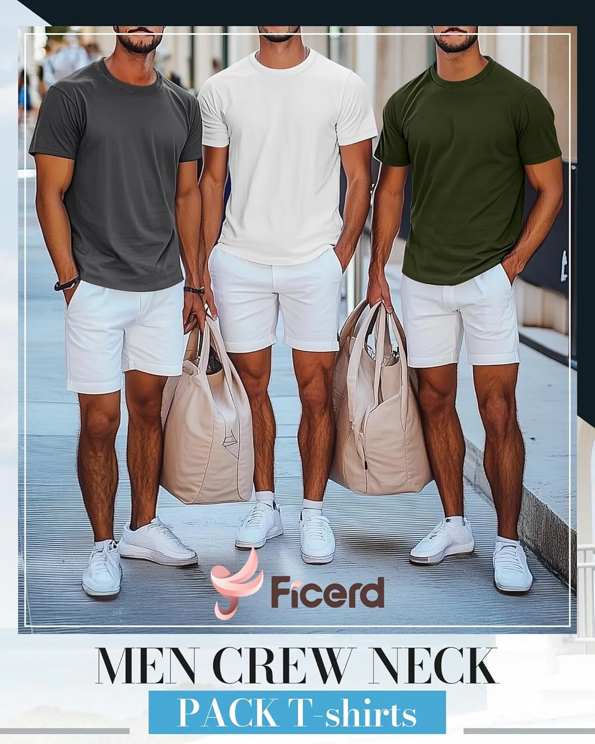 Ficerd 5 Pack Men's Big and Tall Shirts Short Sleeve Cotton Tee Summer Crew Neck Oversize Top Loose Fit Shirt Multipack