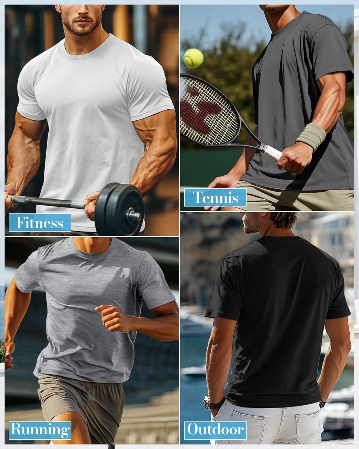 Ficerd 5 Pack Men's Big and Tall Shirts Short Sleeve Cotton Tee Summer Crew Neck Oversize Top Loose Fit Shirt Multipack