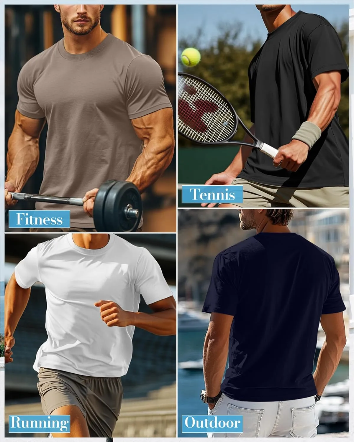 Ficerd 5 Pack Men's Big and Tall Shirts Short Sleeve Cotton Tee Summer Crew Neck Oversize Top Loose Fit Shirt Multipack
