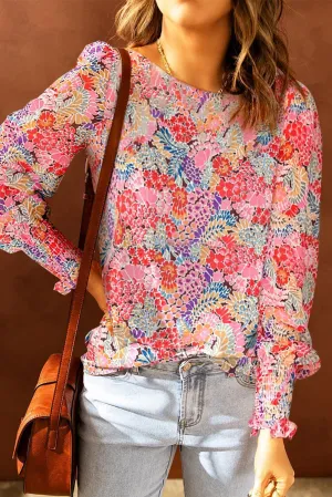 Full Of Life Crewneck Floral Long Sleeve Blouse