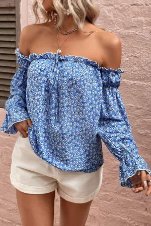 Gen Z Fashion Off The Shoulder Long Sleeve Blouse