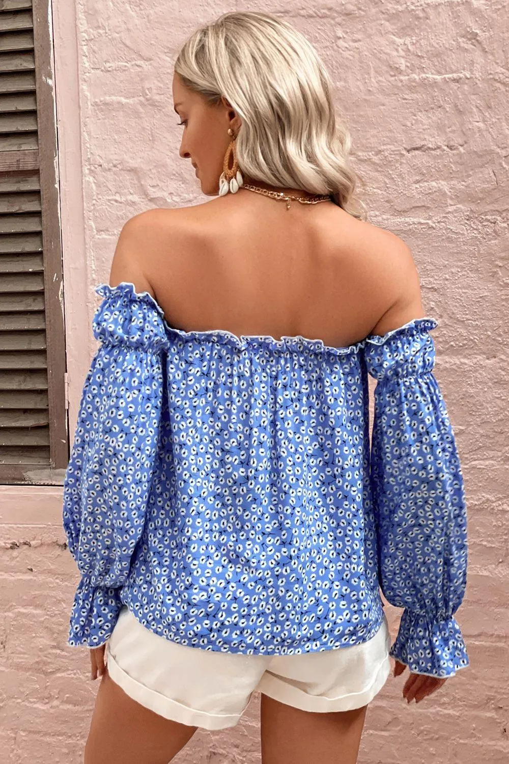 Gen Z Fashion Off The Shoulder Long Sleeve Blouse