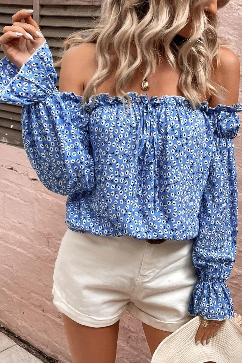 Gen Z Fashion Off The Shoulder Long Sleeve Blouse