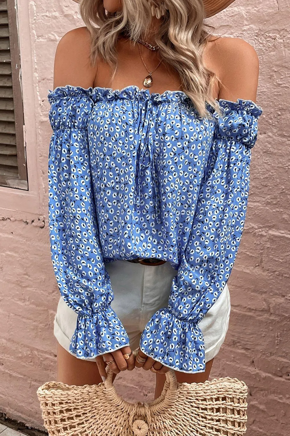 Gen Z Fashion Off The Shoulder Long Sleeve Blouse