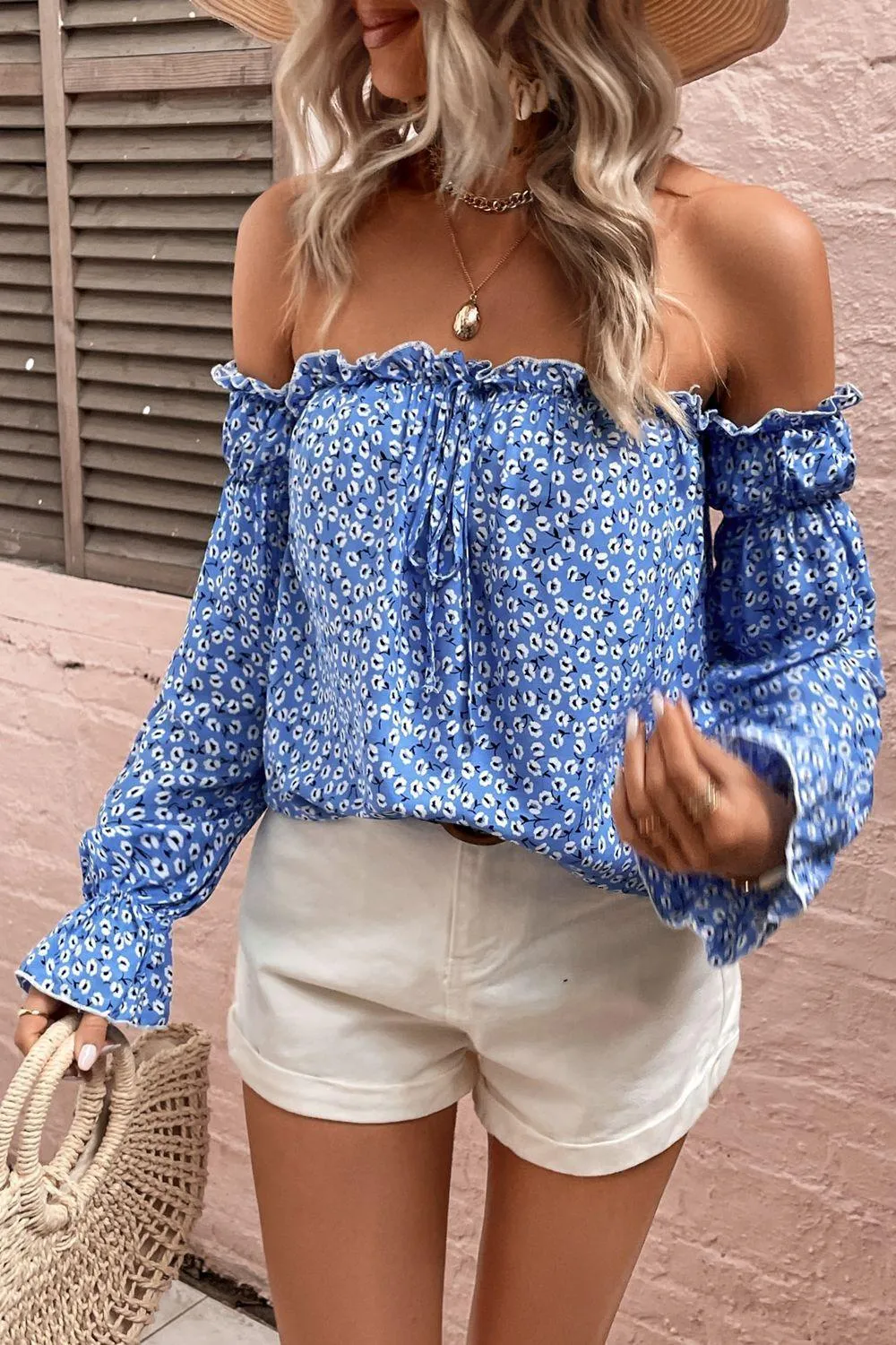 Gen Z Fashion Off The Shoulder Long Sleeve Blouse