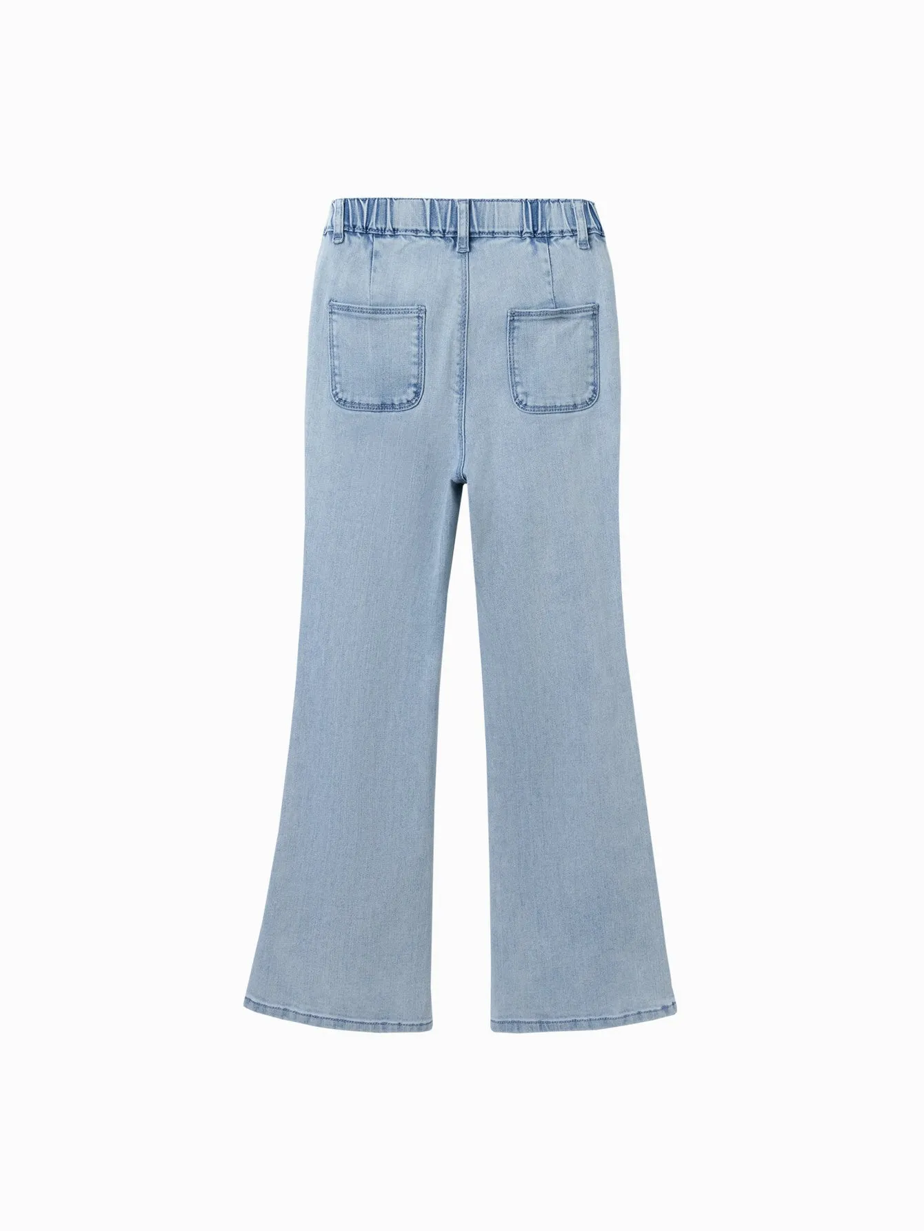 Girl Highlight Moment Denim Pale Blue Bow Trousers