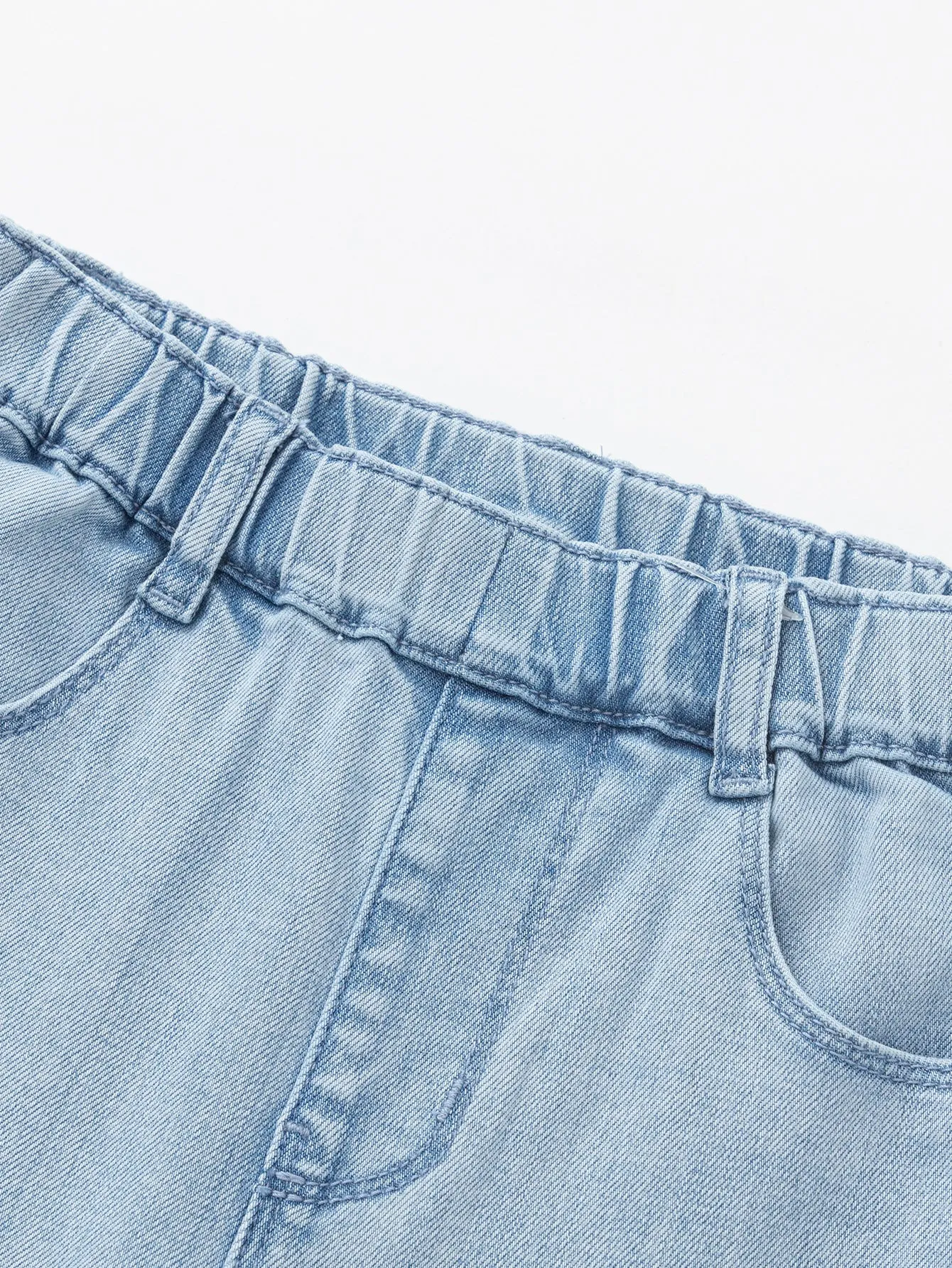 Girl Highlight Moment Denim Pale Blue Bow Trousers