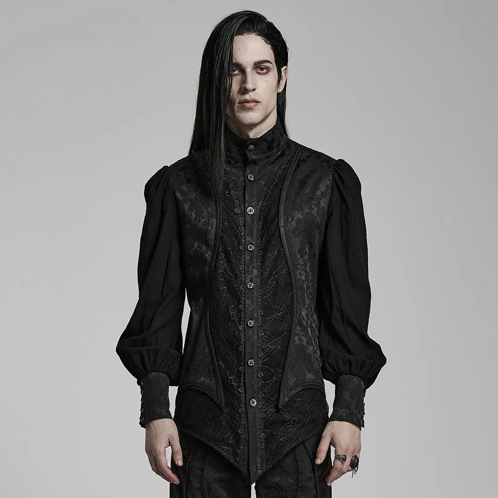 Goth lantern sleeve stand collar shirt WY-1483CCM