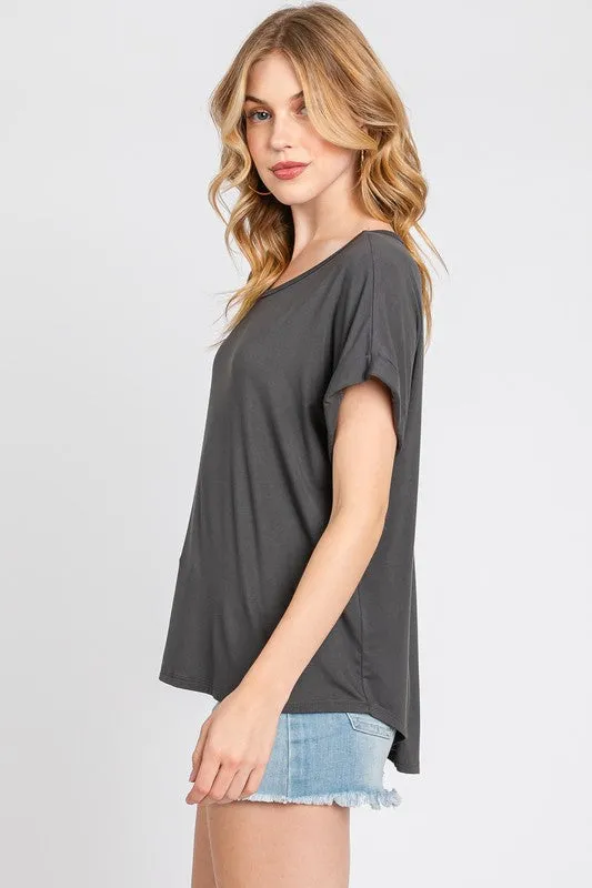 Graphite Crew Neck Loose Top