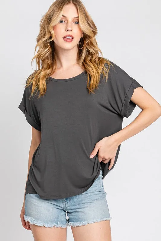 Graphite Crew Neck Loose Top