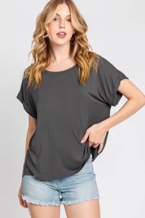 Graphite Crew Neck Loose Top